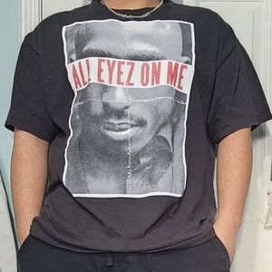 Classic Black Graphic Tee with Red Accents